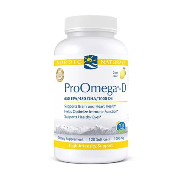 Nordic Naturals ProOmega-D Softgels, 1280 mg, Lemon, Fish Oil, 120 Ct